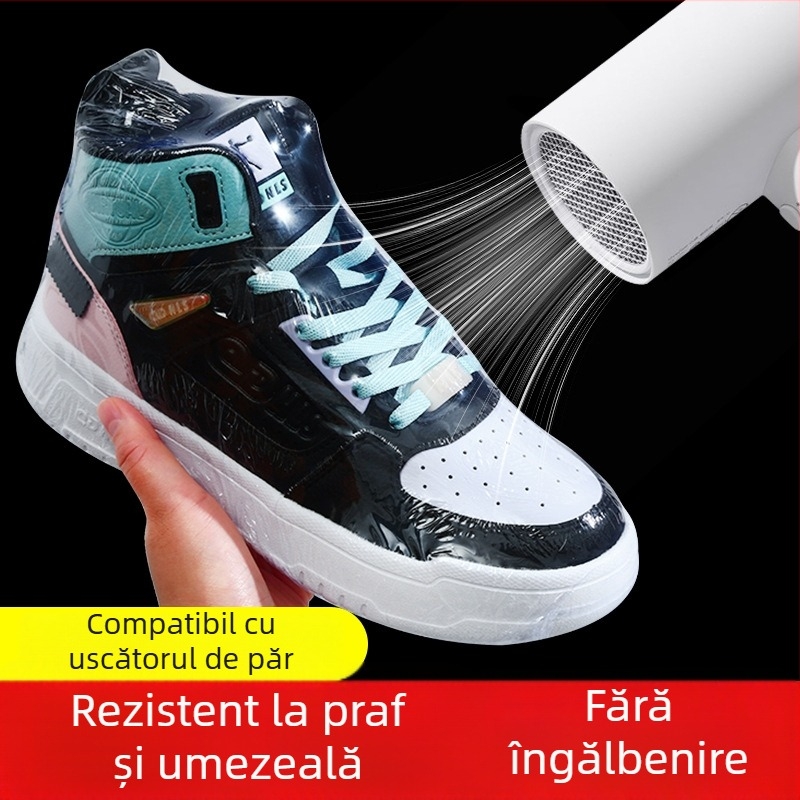 Kit de depozitare pantofi cu folie termocontractilă și folie de sigilare pentru protecție împotriva umezelii, prafului și oxidării