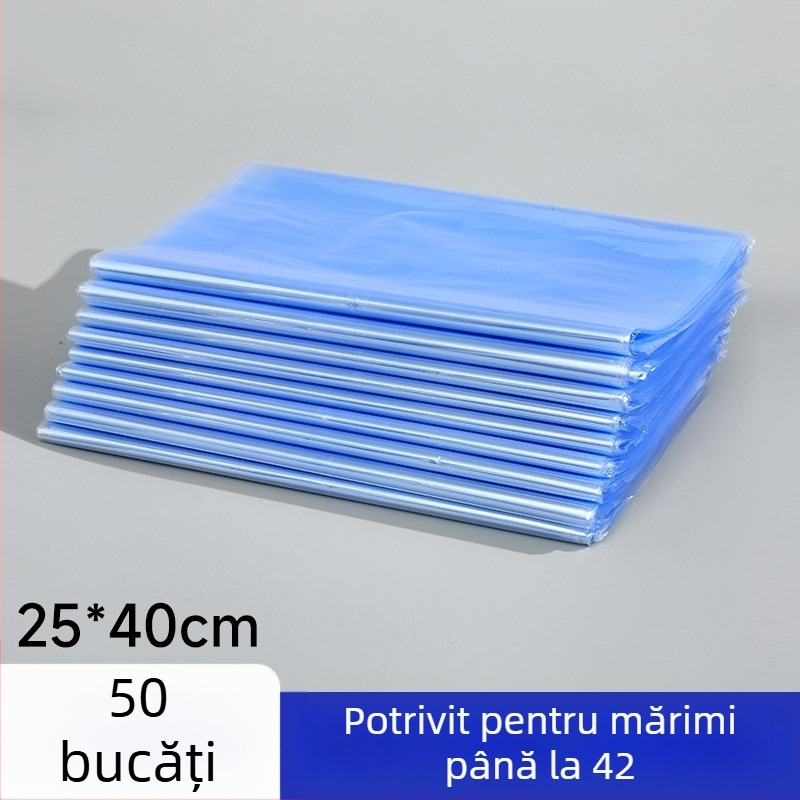 Kit de depozitare pantofi cu folie termocontractilă și folie de sigilare pentru protecție împotriva umezelii, prafului și oxidării
