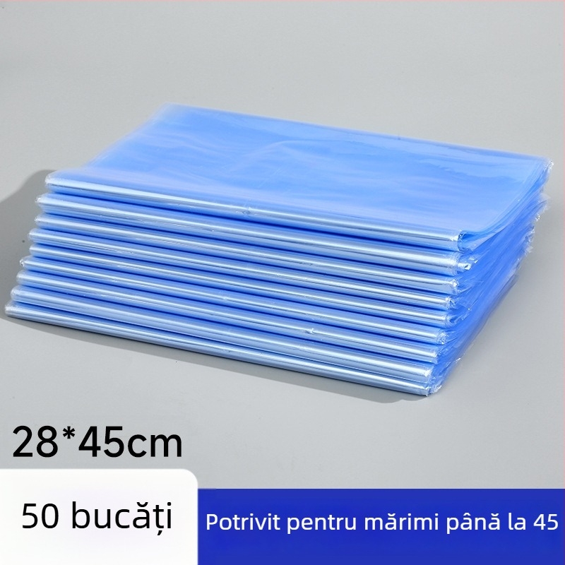 Kit de depozitare pantofi cu folie termocontractilă și folie de sigilare pentru protecție împotriva umezelii, prafului și oxidării