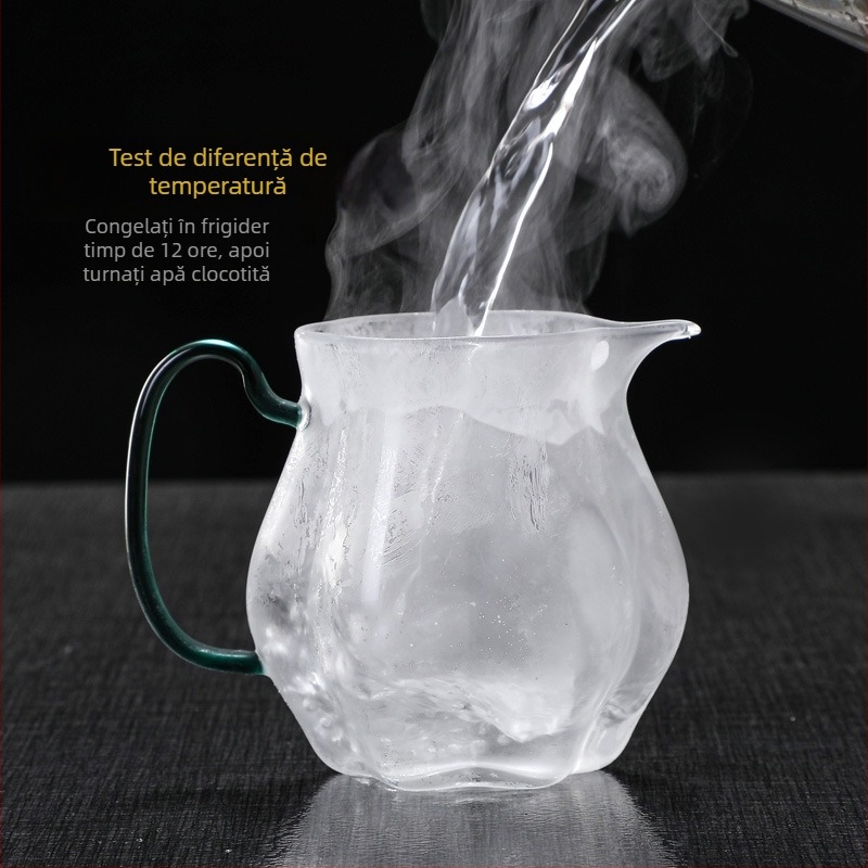 Pahar Gongdao în stil japonez din sticlă borosilicat, parte a unui set Gongfu de ceai