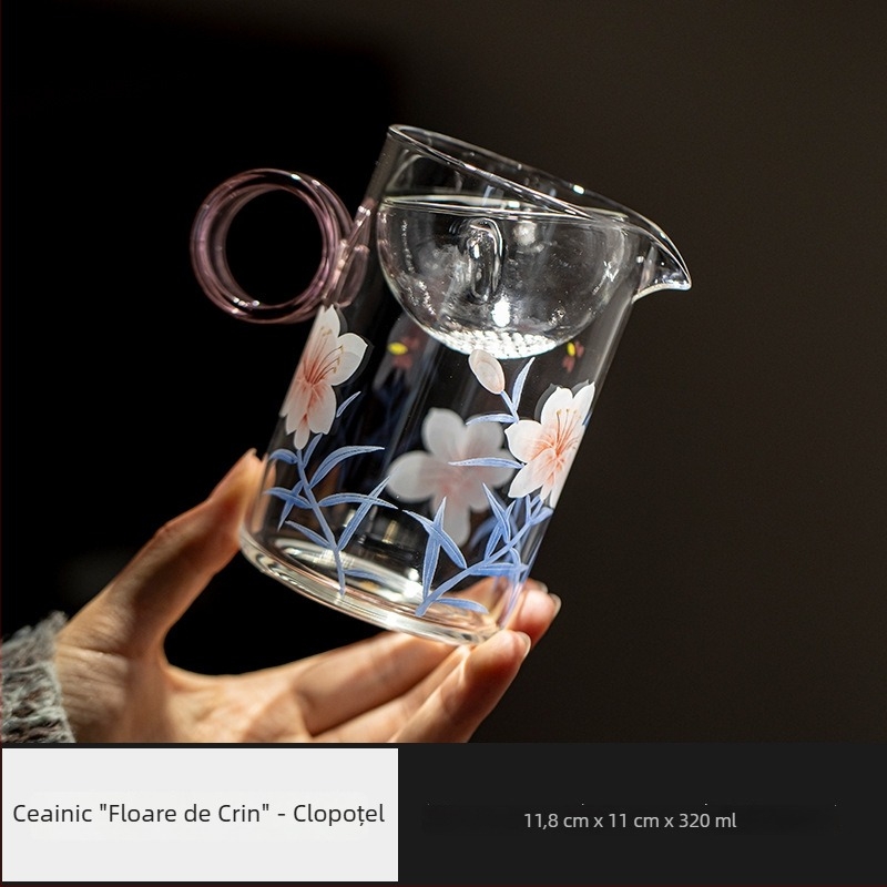 Ceașcă de ceai din sticlă transparentă, rezistentă la temperaturi înalte, cu separator de ceai — set de ceai în stil japonez, elegant