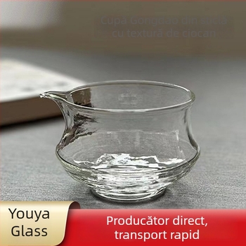Ceasca de ceai din sticla cu textura ciocănita, distribuitor de ceai pentru birou, sticla borosilicat inalta, dimensiune mica