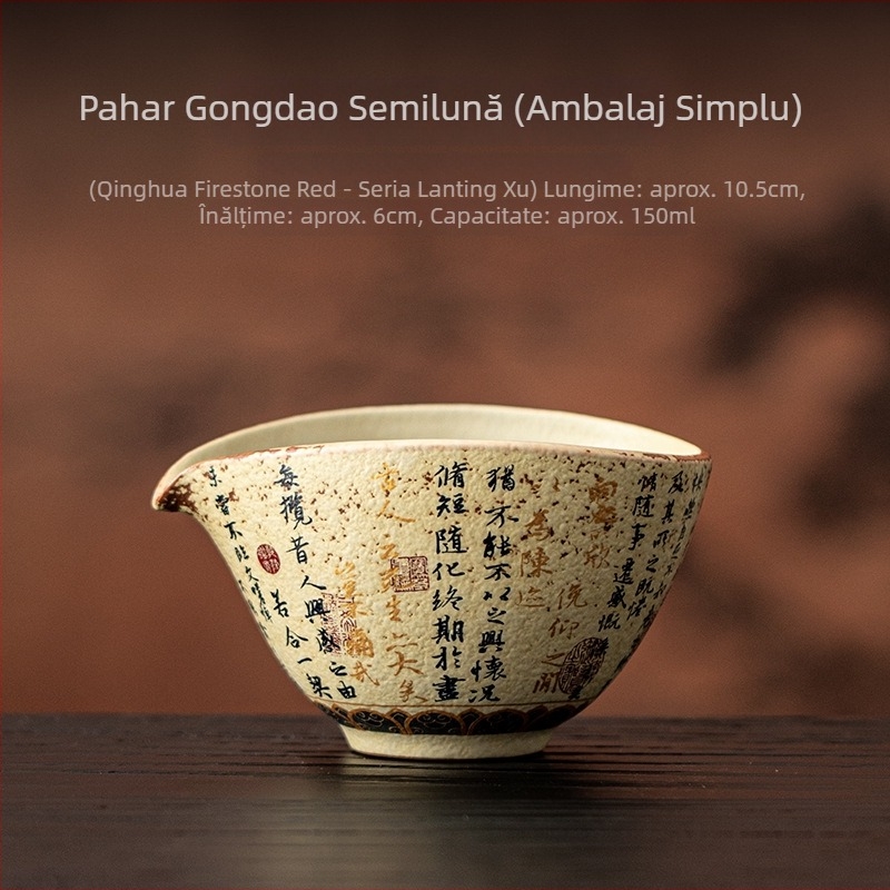 Cana de ceai din porțelan albastru-alb cu caligrafie în stil chinezesc, pentru uz casnic și la birou