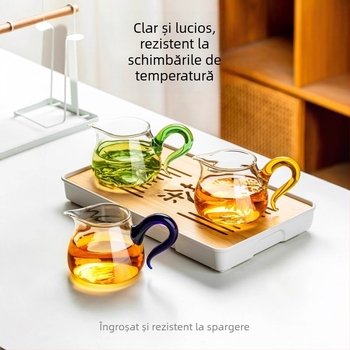 Ceasca de ceai din sticlă, cu filtru și capac, accesoriu transparent pentru set de ceai în stil japonez, filtru de infuzare rezistent la temperaturi