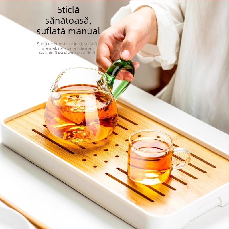 Ceasca de ceai din sticlă, cu filtru și capac, accesoriu transparent pentru set de ceai în stil japonez, filtru de infuzare rezistent la temperaturi