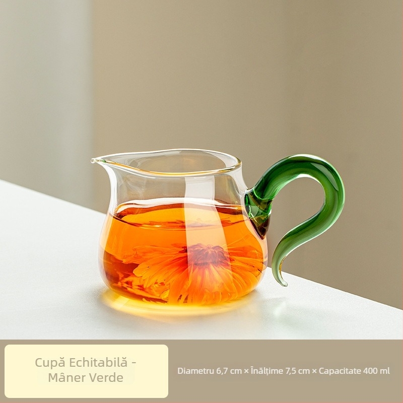 Ceasca de ceai din sticlă, cu filtru și capac, accesoriu transparent pentru set de ceai în stil japonez, filtru de infuzare rezistent la temperaturi