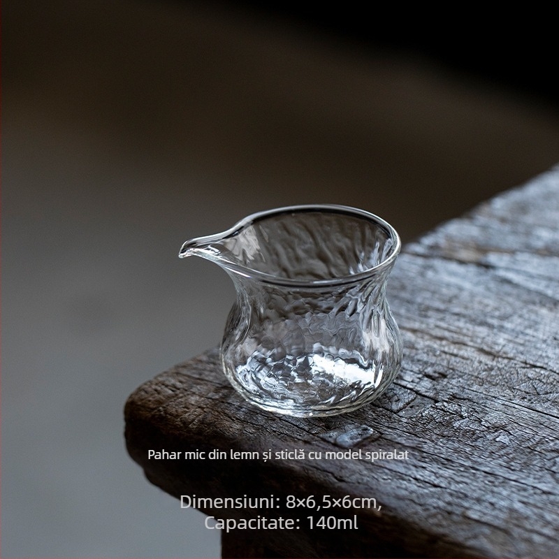 Sticlă borosilicat de înaltă calitate, cană de distribuire a ceaiului, tavă de ceai cu canal de apă, set Kung Fu pentru ceai, ceașcă mică cu model rotativ