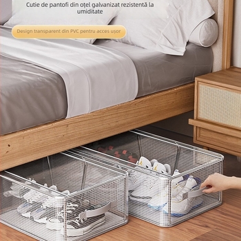 Organizator de încălțăminte cu economie de spațiu, protecție împotriva prafului, dulap pliabil pentru pantofi, cutie transparentă pentru pantofi sub pat