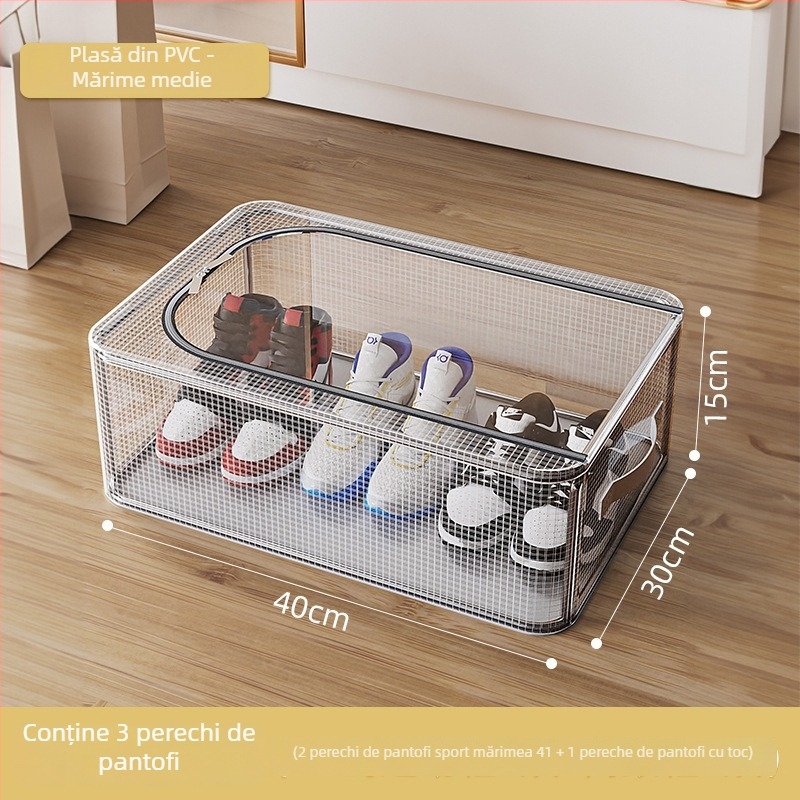 Organizator de încălțăminte cu economie de spațiu, protecție împotriva prafului, dulap pliabil pentru pantofi, cutie transparentă pentru pantofi sub pat