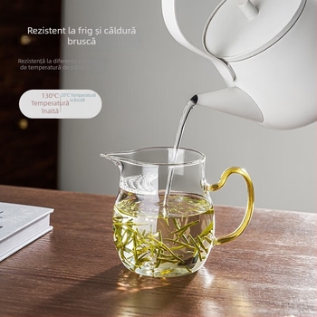 Yumo ceașcă de ceai din sticlă cu filtru încorporat, rezistentă la căldură și îngroșată, pentru uz casnic, filtru în formă de semilună pentru ceai verde
