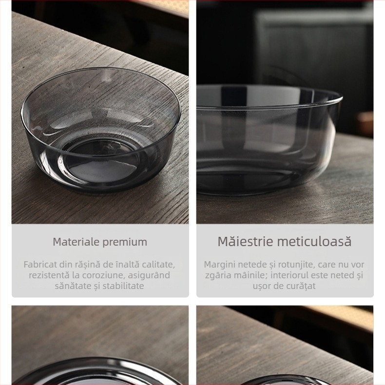 Set de ceai din rășină pentru spălat ceaiuri: rezistent la căldură, transparent, ceainic, cești și boluri, formă rotundă, dimensiuni variate