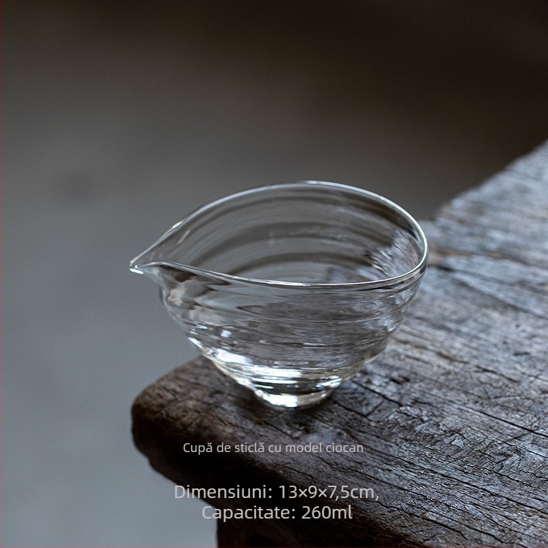 Ceșcă din sticlă borosilicat de înaltă calitate pentru ceremonia Kung Fu a ceaiului, textură ciocănită, separator de ceai