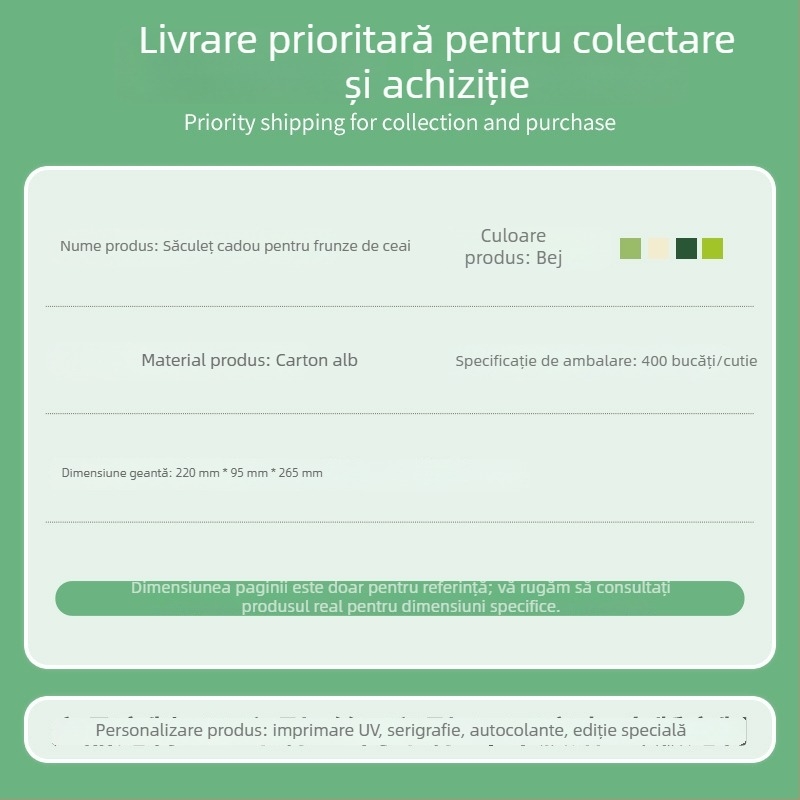 Geantă pentru frunze de ceai, ambalaj din carton, geantă cadou