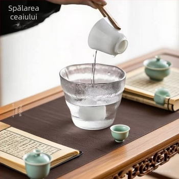 Set de spălat ceai din sticlă borosilicat rezistentă la căldură, bazin de spălat și accesorii pentru curățarea ceaiului, stil japonez, mic set de ceai pentru uz casnic