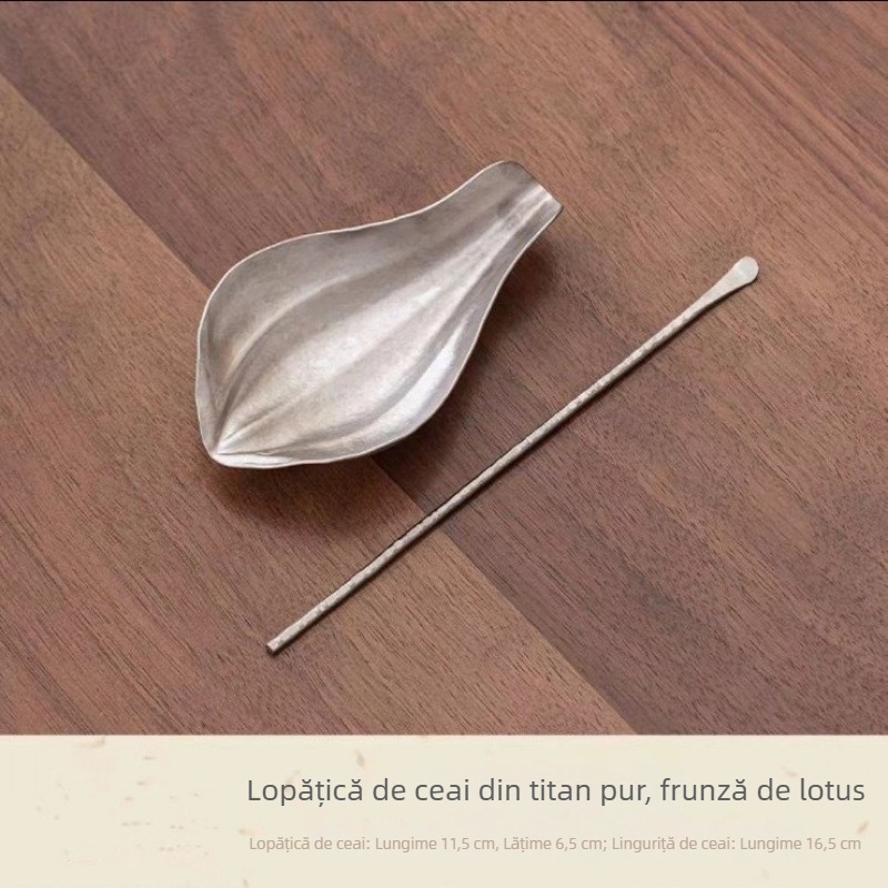 Lingură de ceai din titan, set din două piese cu lingură și amestecător, tavă creativă pentru ceai, accesorii Kung Fu pentru ceai, ceremonie Zen a ceaiului
