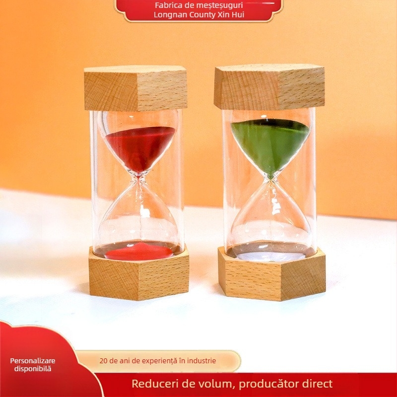 Clepsidră din lemn, 5–30 minute, cadou decorativ pentru casă, lucrat manual