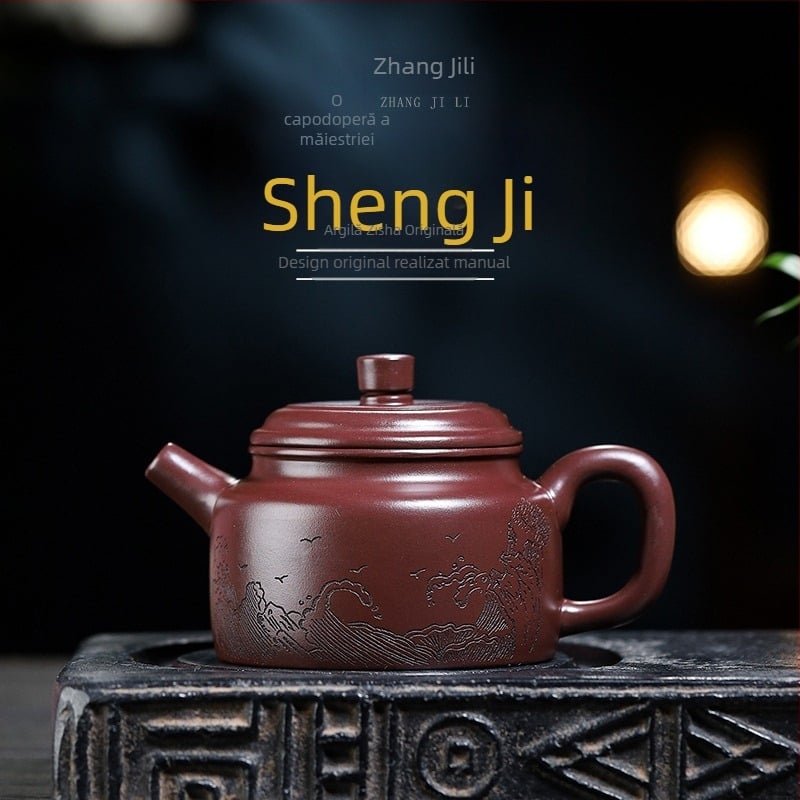 Ceainic Yixing din lut purpuriu, lucrat manual, stil retro
