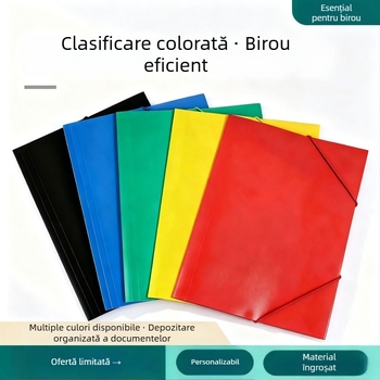 Mapă A4 transparentă cu bandă elastică twill, model 988, culoare solidă, finisaj mat