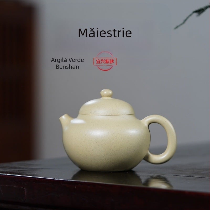 Ceainic Yixing din lut mov, lucrat manual de un maestru renumit, set de ceai cadou