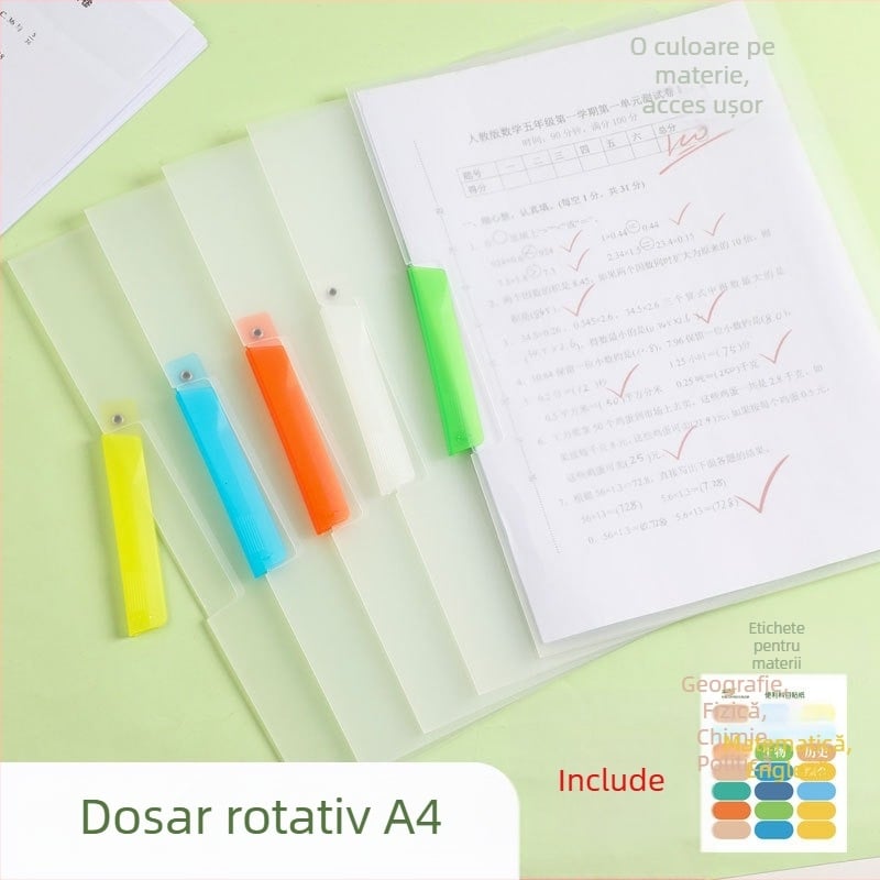 No Worries Organizator A4 pentru foi de test cu clemă pe tijă, capacitate mare, dosar rotativ
