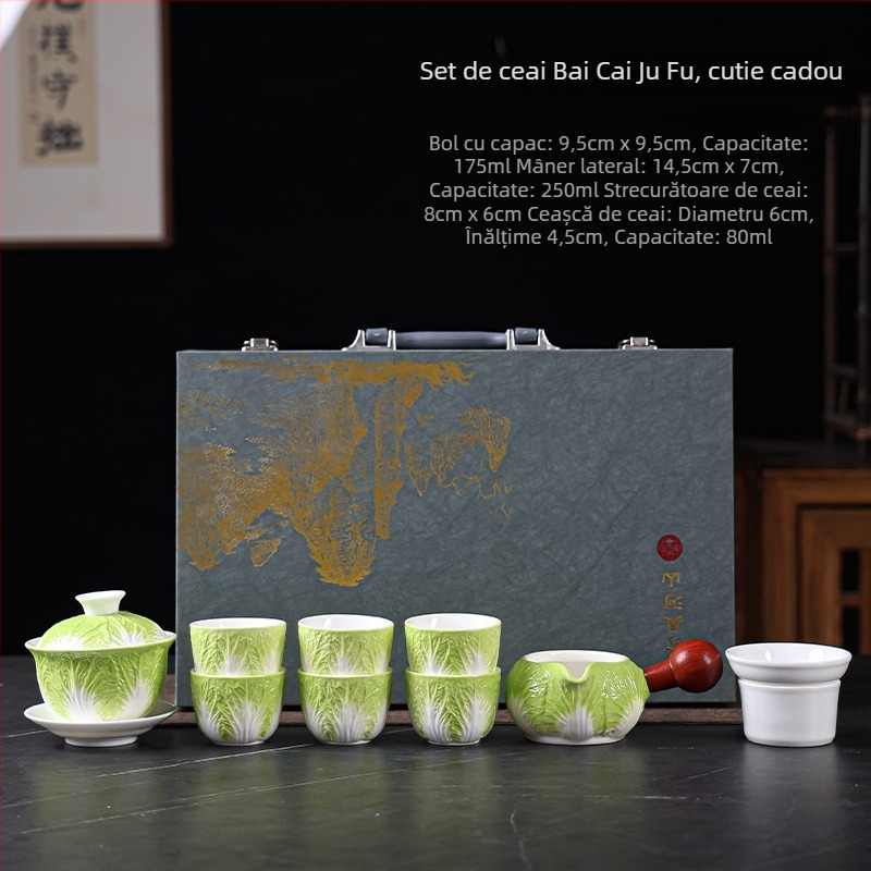 Set de ceai ceramic Kung Fu pentru uz casnic, cutie cadou, personalizare logo, pentru 6 persoane