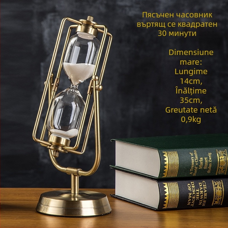 Cronometru cu nisip metalic, creativ, 15 minute, decor birou și spațiu de studiu, ornament pentru casă, cadou pentru prieteni
