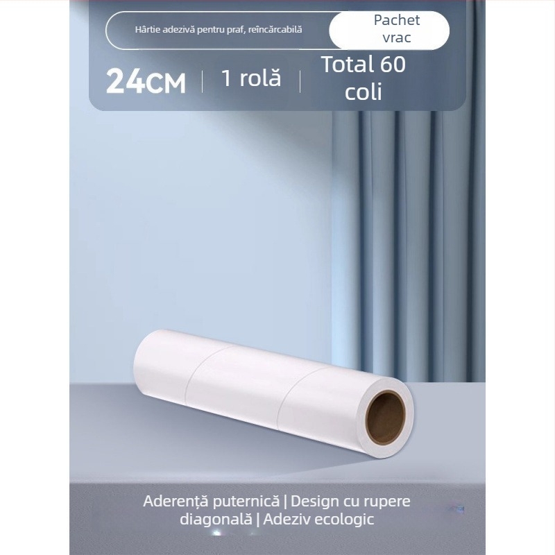 Birch Bamboo rolă pentru scame cu hârtie adezivă detașabilă, nucleu de înlocuire și perie