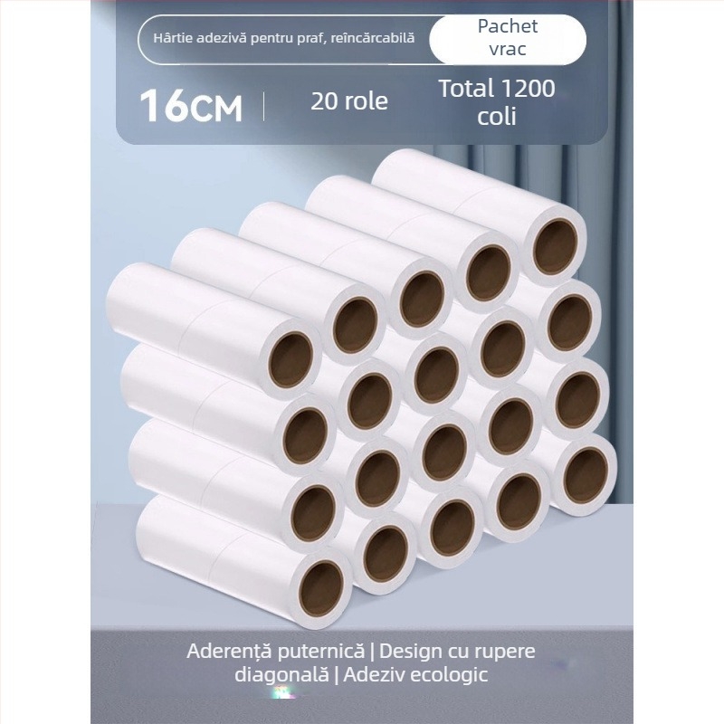 Birch Bamboo rolă pentru scame cu hârtie adezivă detașabilă, nucleu de înlocuire și perie
