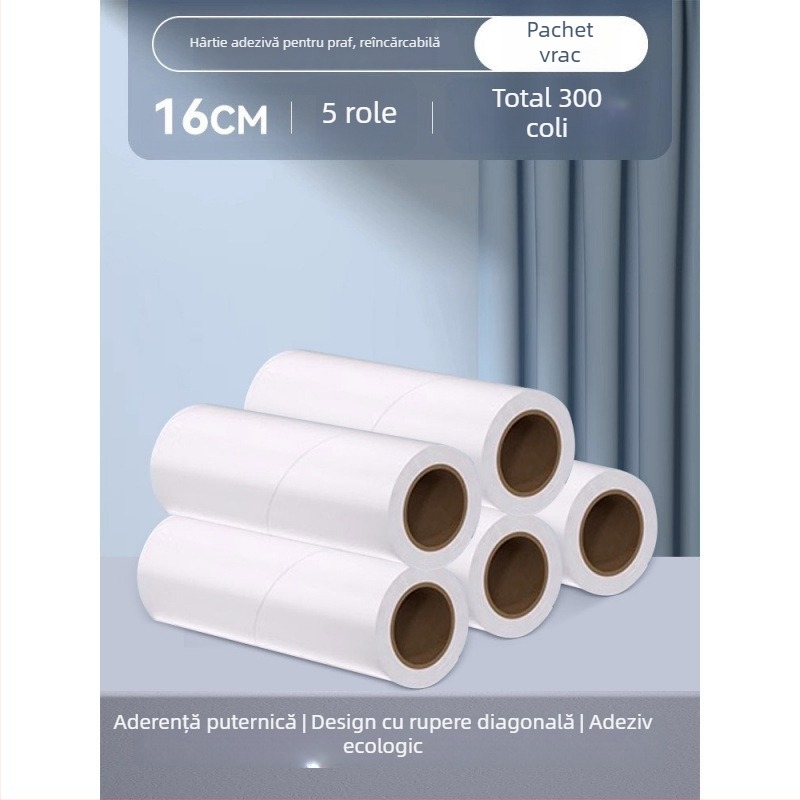 Birch Bamboo rolă pentru scame cu hârtie adezivă detașabilă, nucleu de înlocuire și perie