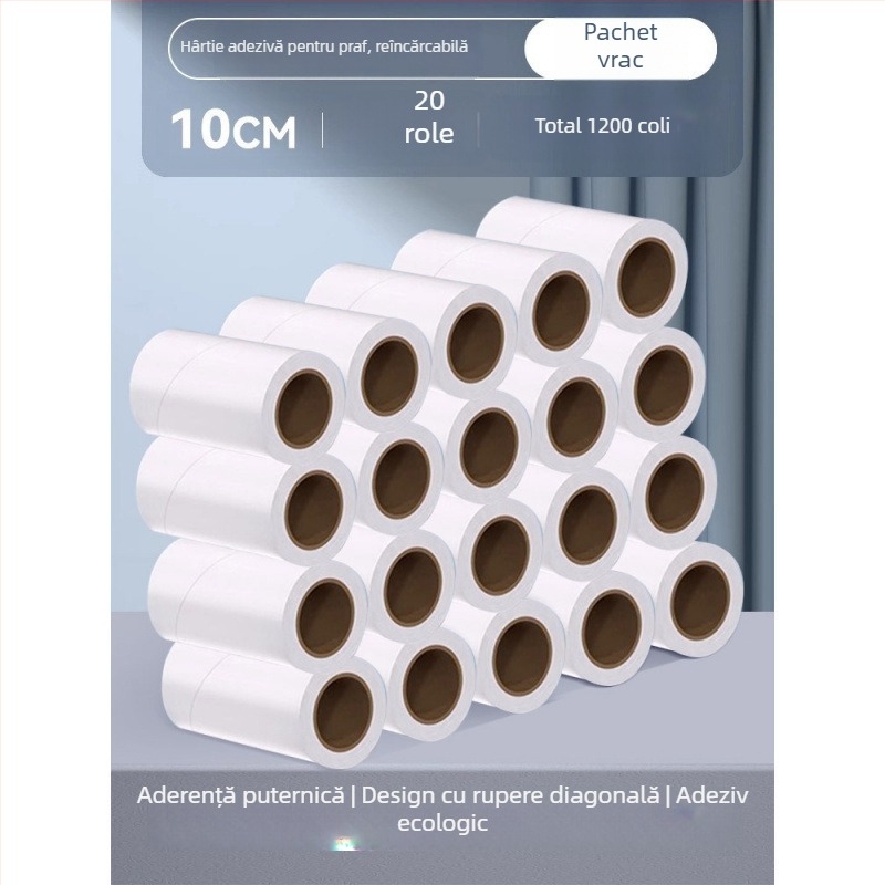 Birch Bamboo rolă pentru scame cu hârtie adezivă detașabilă, nucleu de înlocuire și perie