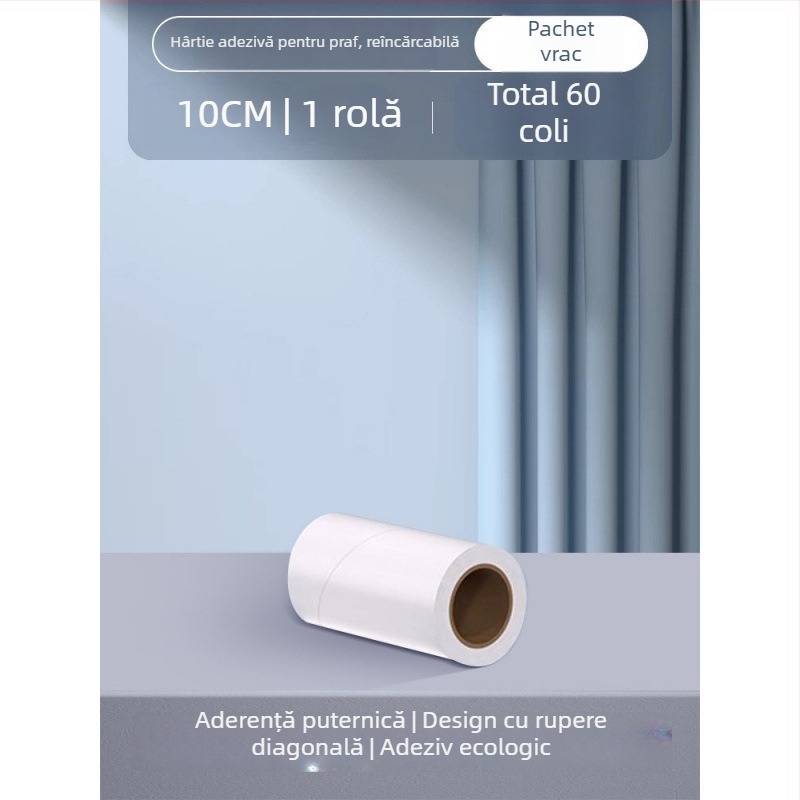 Birch Bamboo rolă pentru scame cu hârtie adezivă detașabilă, nucleu de înlocuire și perie