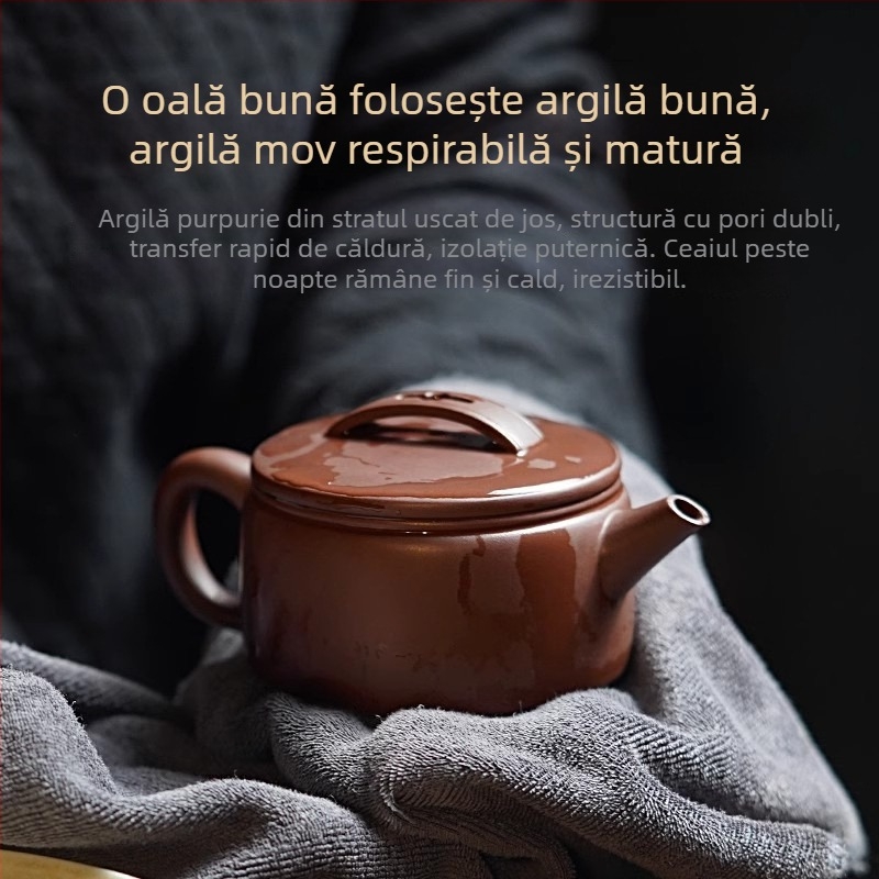 Ceainic autentic Yixing din lut mov, calitate premium, stil modern minimalist, pentru uz casnic, cadou în cutie
