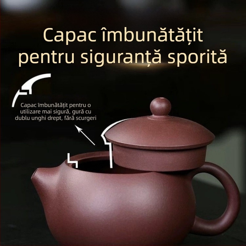 Ceainic Yixing din lut purpuriu, lucrat manual de meșteri de seamă, pentru uz casnic, în stil Xi Shi