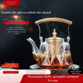 Ceainic din oțel cu dublă utilizare pentru fierbere pe plită, ceainic în formă de diamant cu mâner din cupru