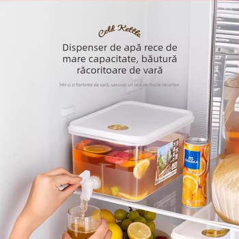 Cană de apă rece cu robinet pentru frigider, ceainic cu aromă de lămâie și fructe, recipient pentru apă rece de vară, lux ușor