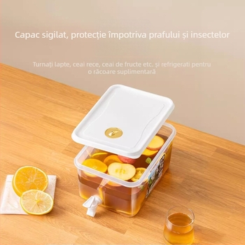 Cană de apă rece cu robinet pentru frigider, ceainic cu aromă de lămâie și fructe, recipient pentru apă rece de vară, lux ușor