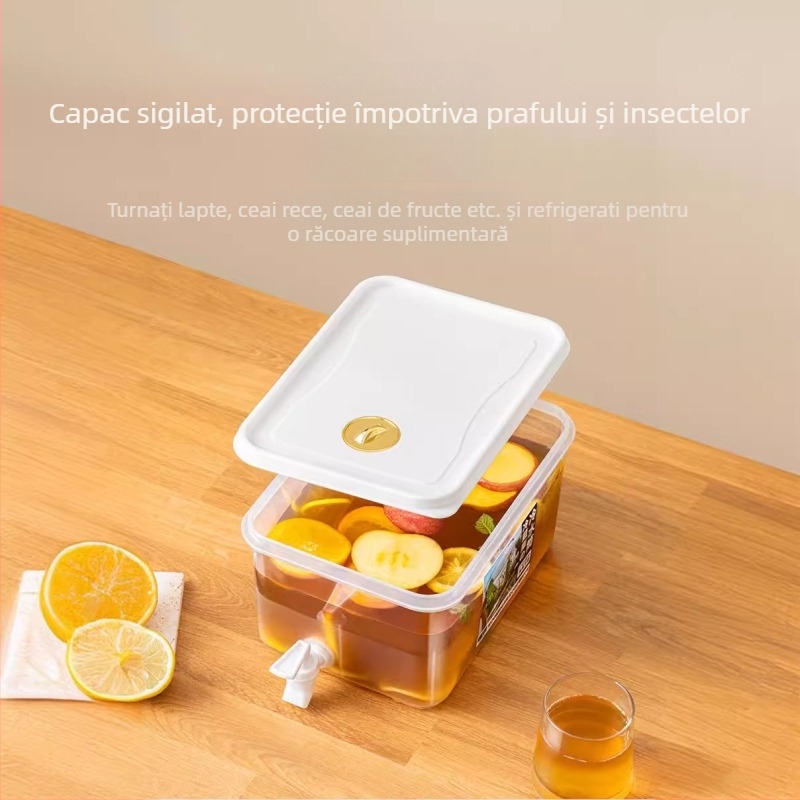 Cană de apă rece cu robinet pentru frigider, ceainic cu aromă de lămâie și fructe, recipient pentru apă rece de vară, lux ușor
