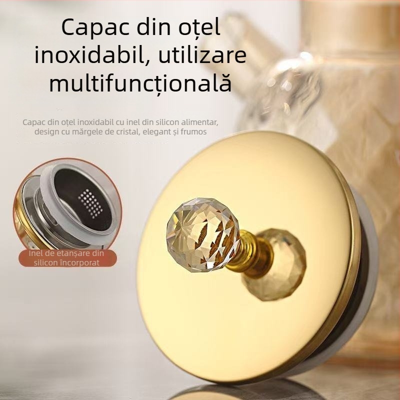 Carafă de apă rece din sticlă borosilicată, capacitate mare, ideală pentru sucuri, băuturi reci și ceai, design Amber Diamond