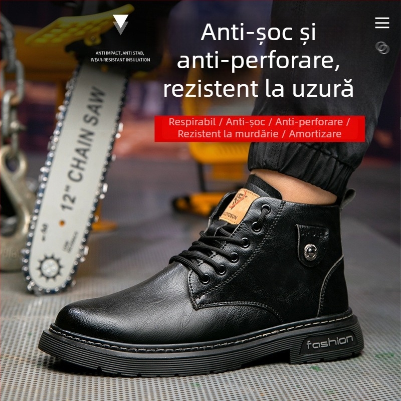 Pantofi de protecție pentru muncă din piele naturală și piele microfibra, moi și confortabili, rezistenți la apă, protecție împotriva loviturilor și perforării, rezistenți la uzură și antiderapant.