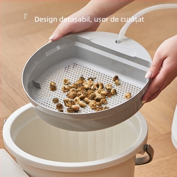 Set accesorii pentru ceremonia ceaiului Chinezesc: tavă albă din plastic cu drenaj, găleată pentru reziduuri de ceai, mică găleată pentru ceai