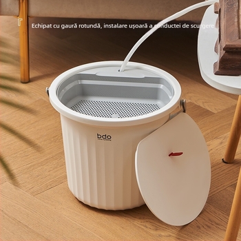 Set accesorii pentru ceremonia ceaiului Chinezesc: tavă albă din plastic cu drenaj, găleată pentru reziduuri de ceai, mică găleată pentru ceai