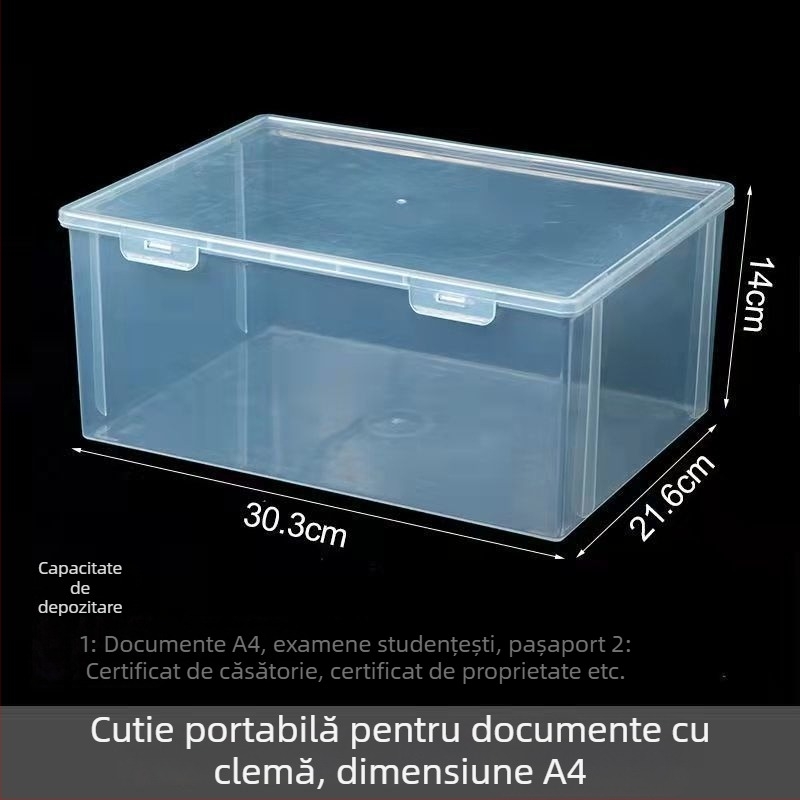 Cutie transparentă pentru dosare A4 cu sertar pentru documente