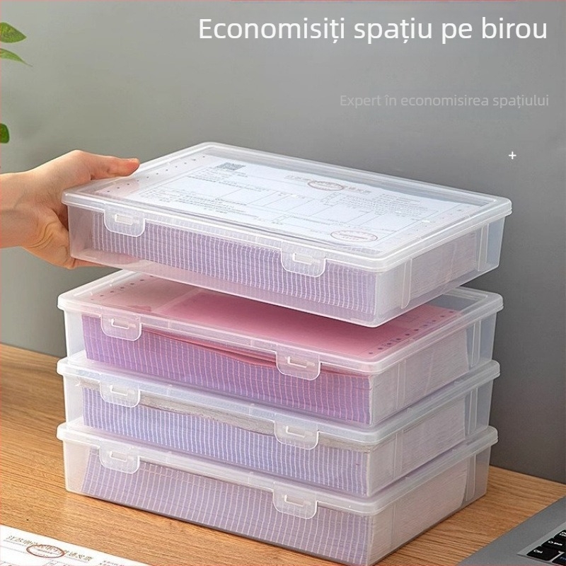 Cutie de depozitare pentru documente, organizator transparent pentru birou și casă, A4/A5
