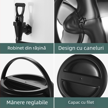 Recipient din oțel inoxidabil emailat alb, cu capacitate mare, pentru ceai cu lapte, lapte de soia și cafea, izolație în trei straturi, pentru uz comercial