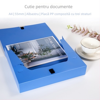 Cutie pentru dosare A4 din PVC, pliabilă, organizator de documente, 55 mm