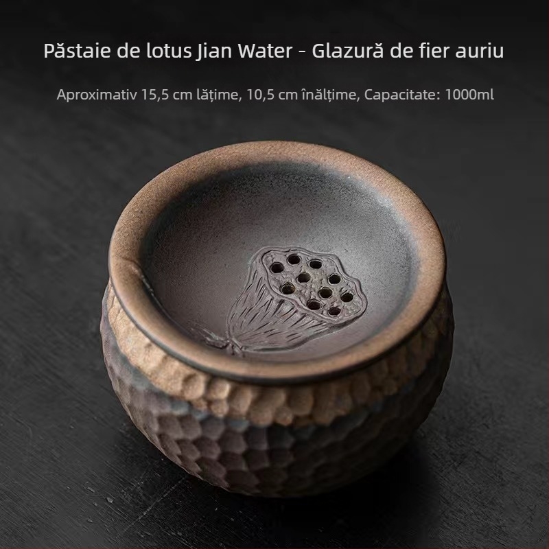 Recipient ceramic pentru resturi de ceai cu filtru, mare container de birou pentru resturi de ceai
