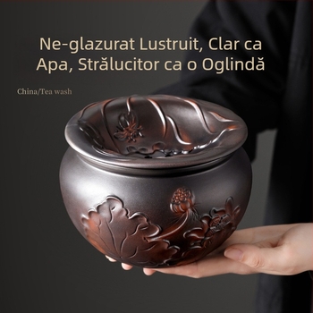 Galeată pentru resturi de ceai din lut mov, cu rezervor de apă filtrat și accesorii pentru spălarea ceaiului, capacitate mare