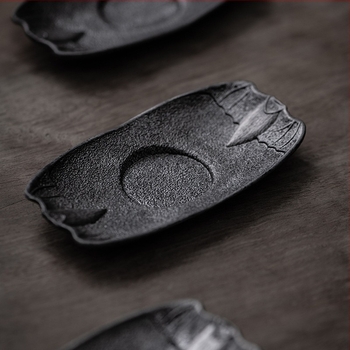 Suport metalic pentru ceai cu model ciocănit, anti-derapare, pentru ceremonia japoneză a ceaiului, accesorii Kung Fu pentru ceai