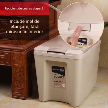 Găleată din plastic pentru resturi de ceai, capac pătrat, cu scripet și strat filtrant; recipient de ceai pentru uz casnic