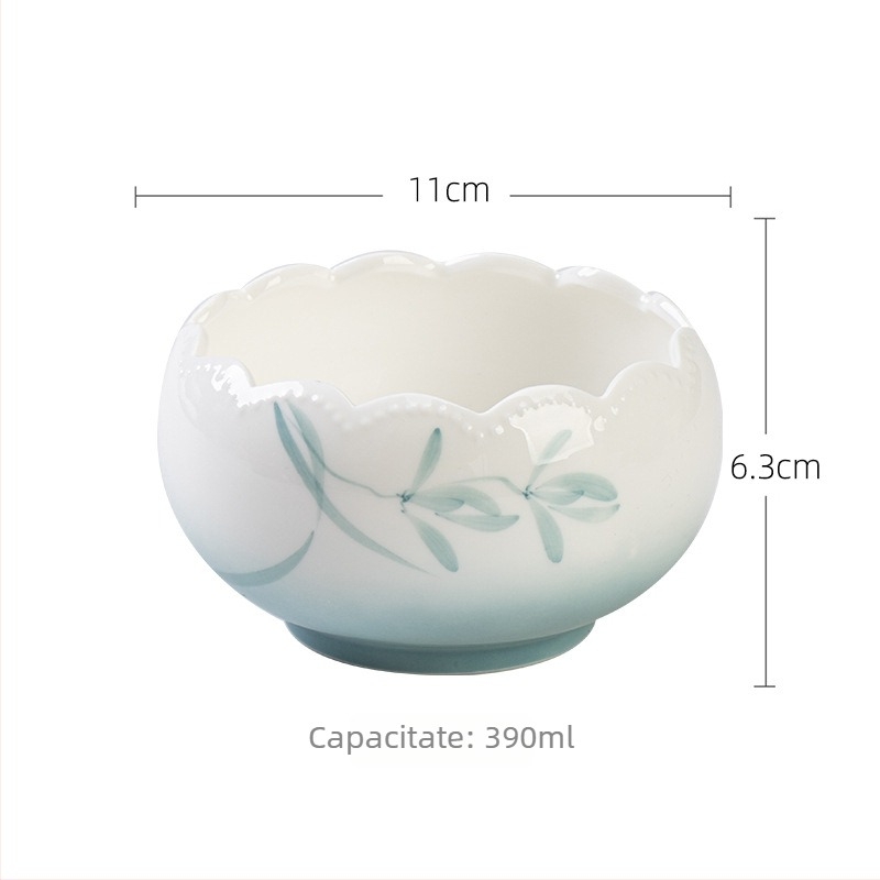Orhidee gradată pictată manual – Accesorii ceramice pentru ceremonia ceaiului: recipient pentru resturi de ceai, ceașcă de spălat ceai și rezervor de apă uzată pentru uz casnic
